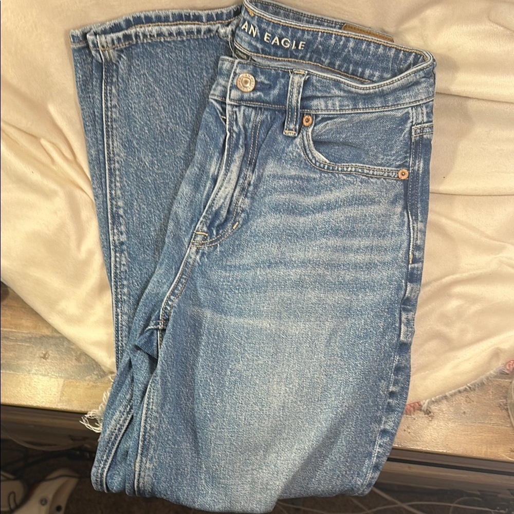 American Eagle Outfitters Mom Jean Mid Rise Short Blue Jeans